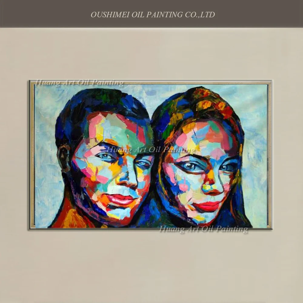 Ручная роспись современный абстрактный портрет ножа на холсте настенное