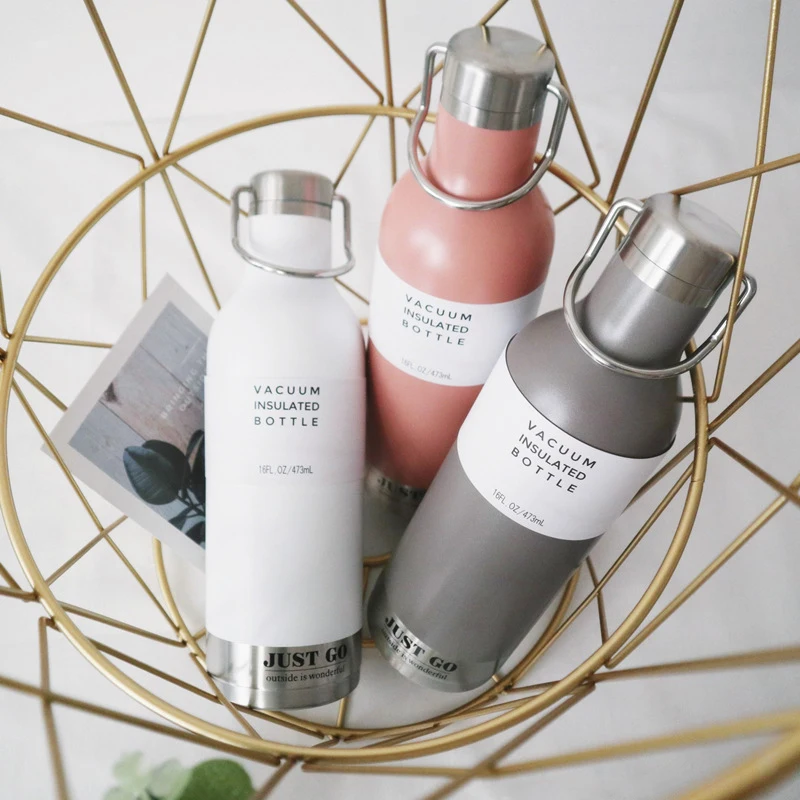 470 мл Термос 304 Нержавеющая сталь воды из нержавеющей стали с ручкой Портативный