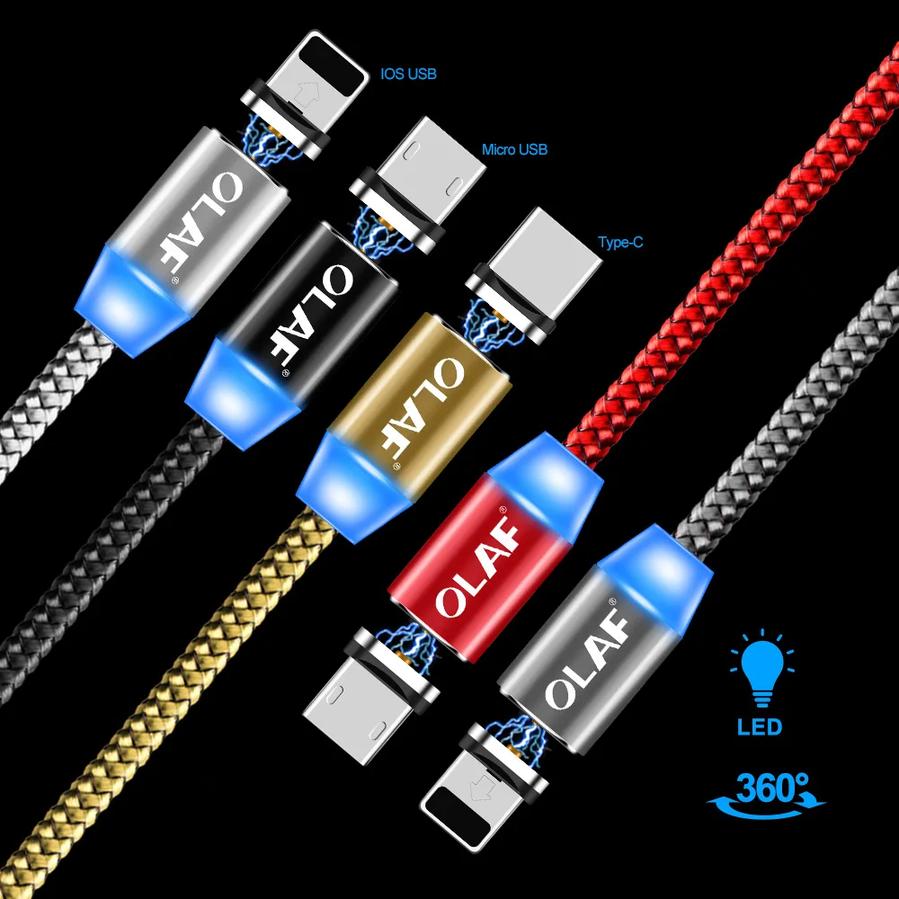 OLAF 1 м 2 кабель для быстрой зарядки светодиодный Micro USB Type C Xiaomi Samsung мобильный