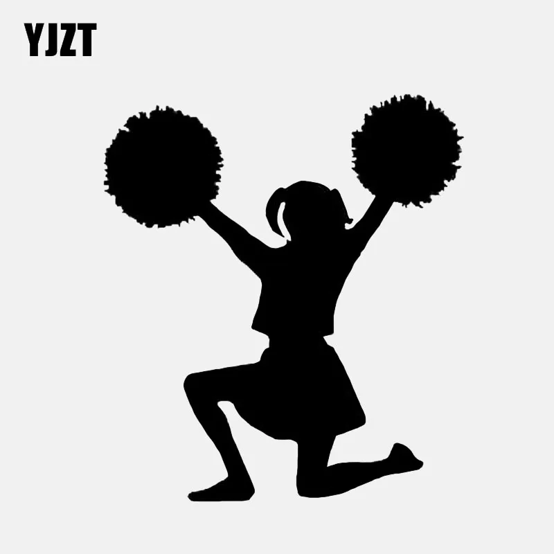 

YJZT 11*12.6CM Interesting Cheerleader Sports Decor Car Sticker Vinyl High Quality Black/Silver Accessories Graphic C12-1494