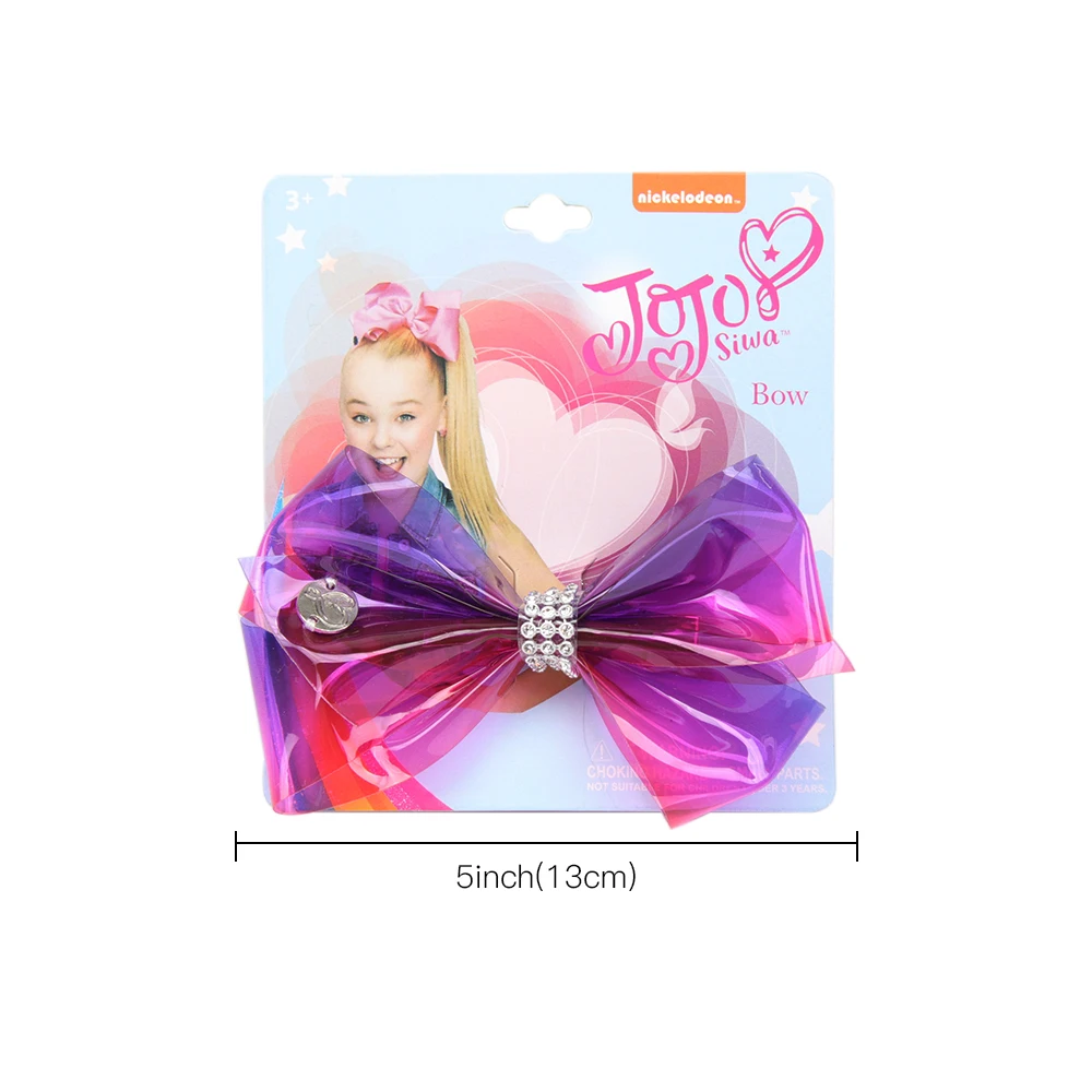 CN 5.5&quot Transparent Rainbow Jojo Bows With Rhinestone Hair For Girls Children Party Hairgrips Accessories Siwa |