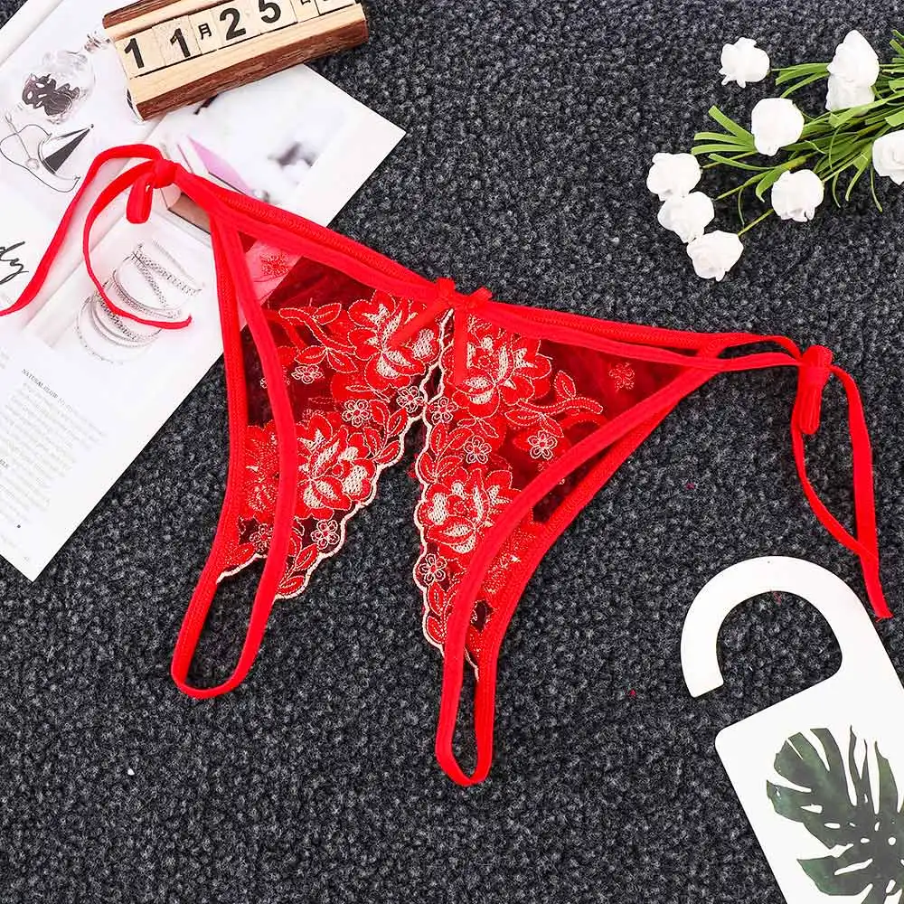 Женские сексуальные кружевные трусики с вышивкой женские открытой промежностью