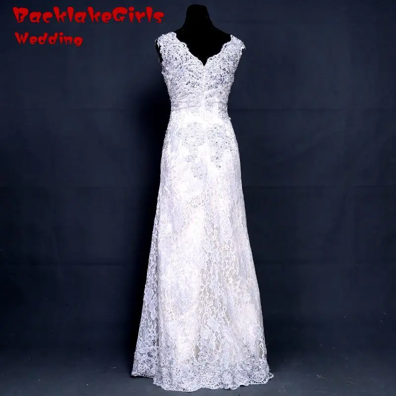 100% Настоящее аватар сшитое v-образным вырезом Без Рукавов Свадебные Платья