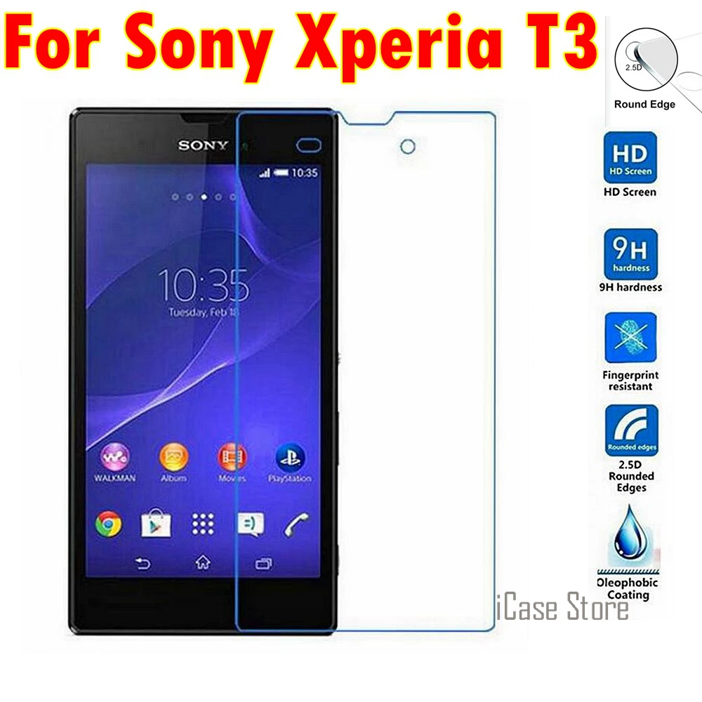 Новинка премиум закаленное Стекло для sony Xperia T3 M50W Arc Edge 2.5D Анти-Царапины стекло с