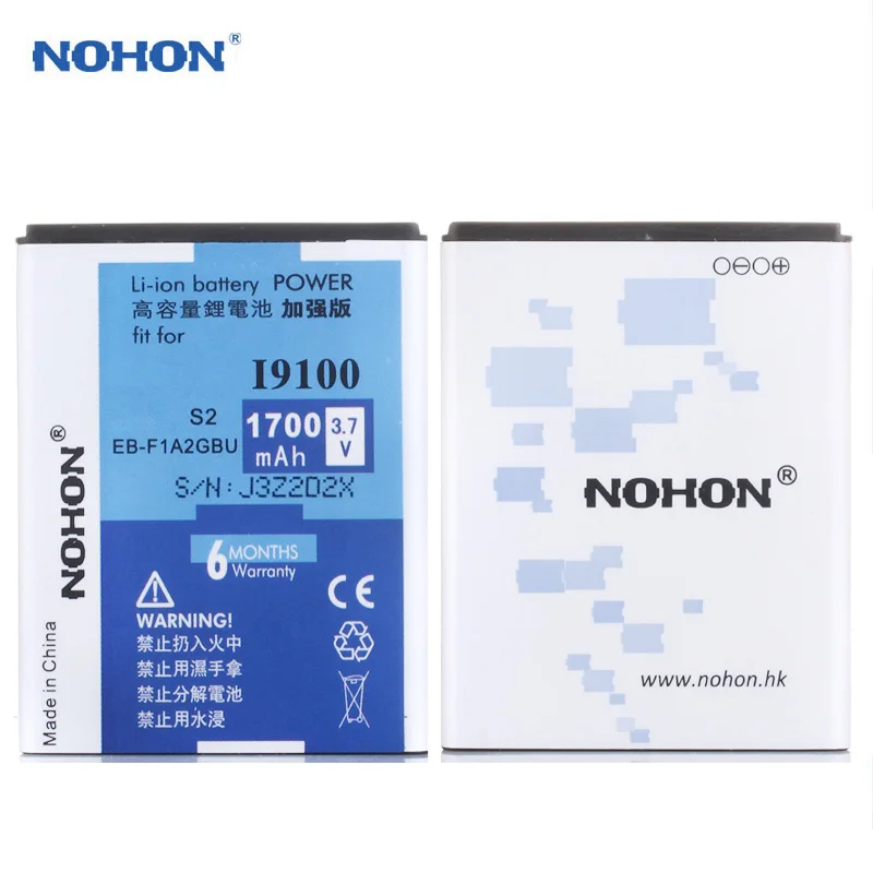 Оригинальный nohon EB F1A2GBU Батарея для Samsung Galaxy S2 Z R I9100 I9103 I9188 I9108 i9101 i777 1700 мАч Замена
