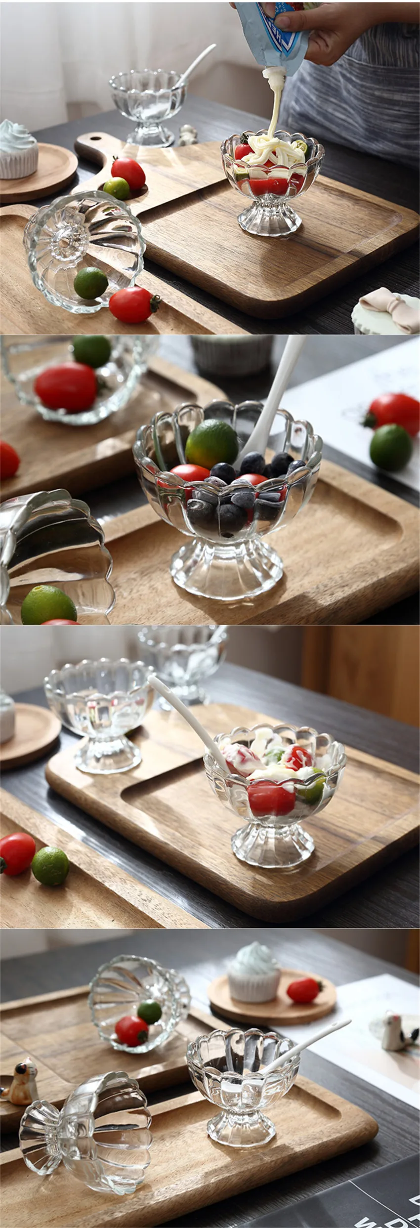 1PCS Lead-free Glass Ice Cream Juice Dessert Drink Cup Breakfast Milk Cup Coffee Tea Glass European Fruit Salad Container