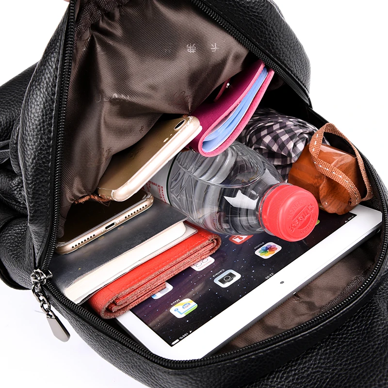 Dropshipping Women Backpack High Quality PU Leather Bag For Teenage Girl Fashion Two Tassel Flap Daily School | Женские сумки