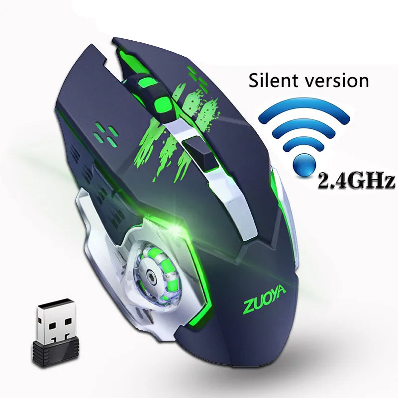 Бесшумная Беспроводная игровая мышь 2 4 ГГц 3200DPI перезаряжаемая профессиональная