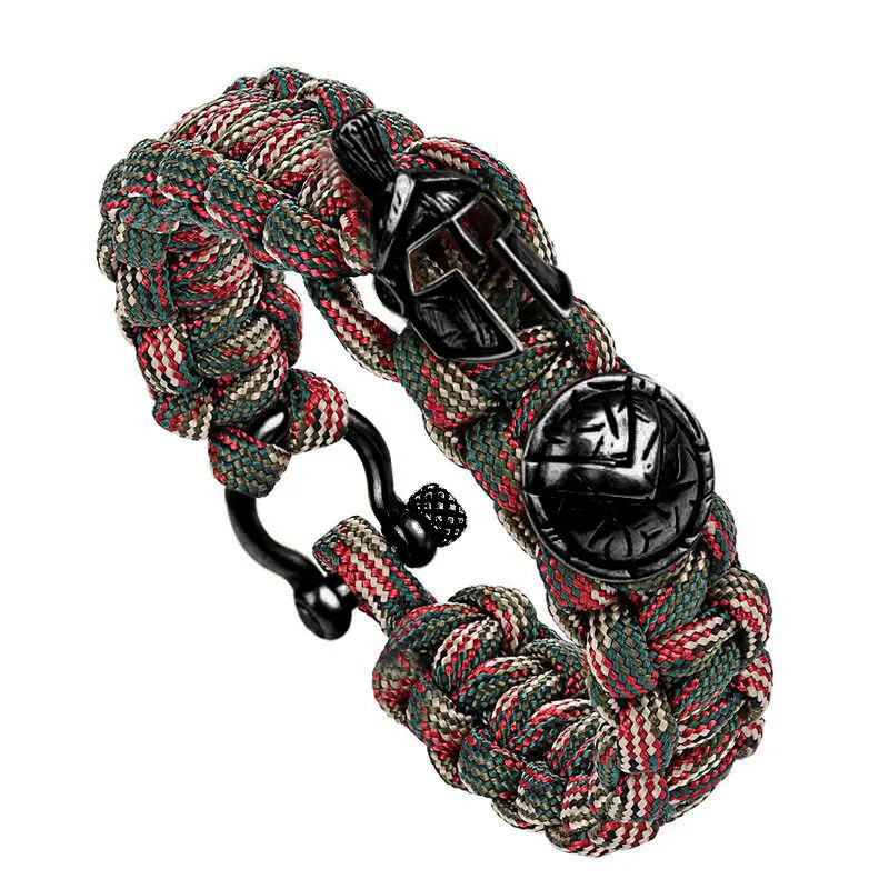 Брендовый браслет Pulseira Masculina Спартанский браслет со шлемом воин наружный браслет для выживания ручной работы женский браслет