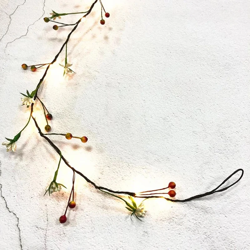 New 2M 20 Led Rattan Fruit Fairy String lights Wedding Christmas Copper Wire Lights for Room Party Decoration | Освещение