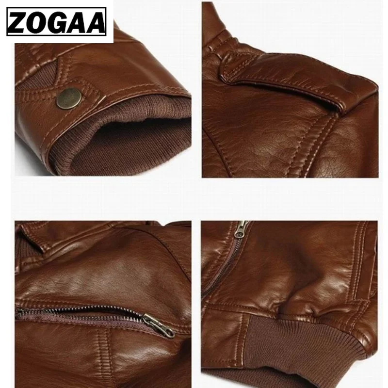 

2019 New Fashion Men's Casual Stand Collar Slim Leather Motorcycle Rider Jacket Coat Spring Jacket