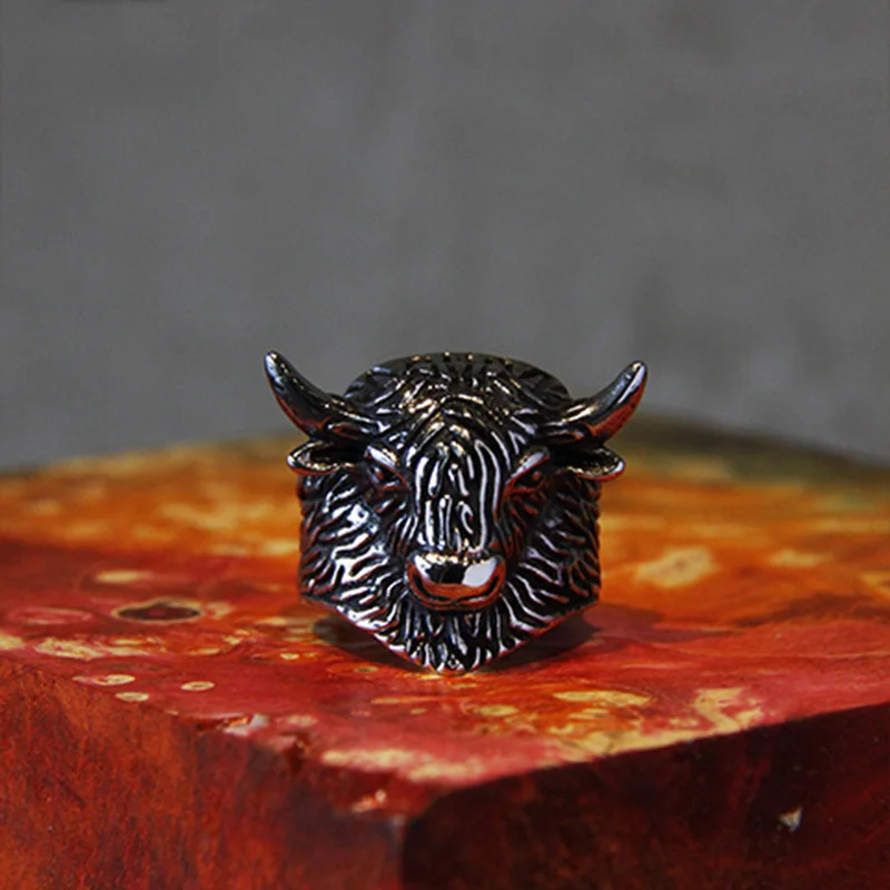 

Wholesale Adjustable American bison Ring yak buffalo wild ox Jewelry Free Size Cattle jewelry free ship--12pcs/Lot