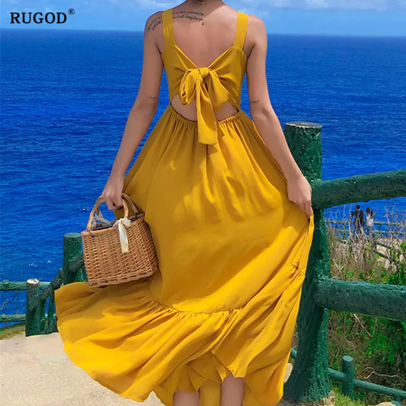 RUGOD новое летнее платье с высокой талией рыбий хвост платье vestidos verano тонкое женское платье с вырезом лодочкой