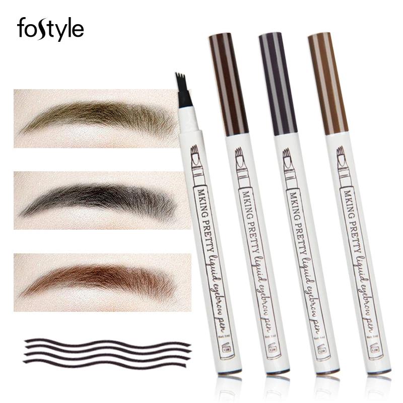 Супер прочный Eye Brow Pencil 3 цвета Kit смазыванию доказательство тонкой жидкость для