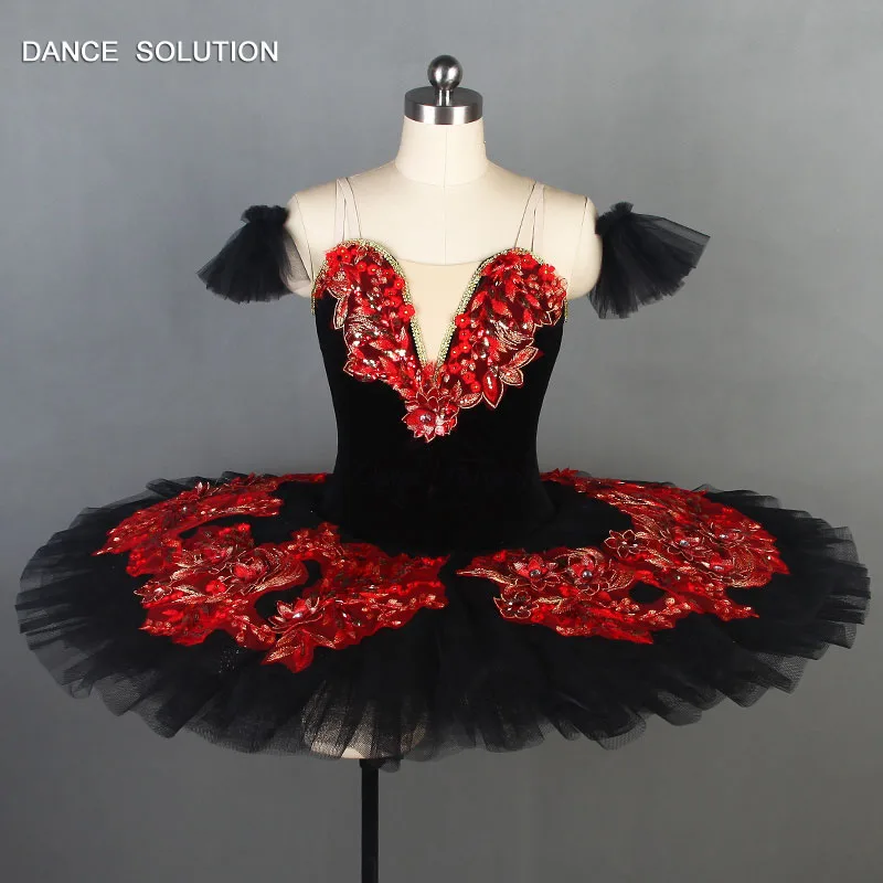 Черно красная профессиональная танцевальная юбка костюм для выступлений платье