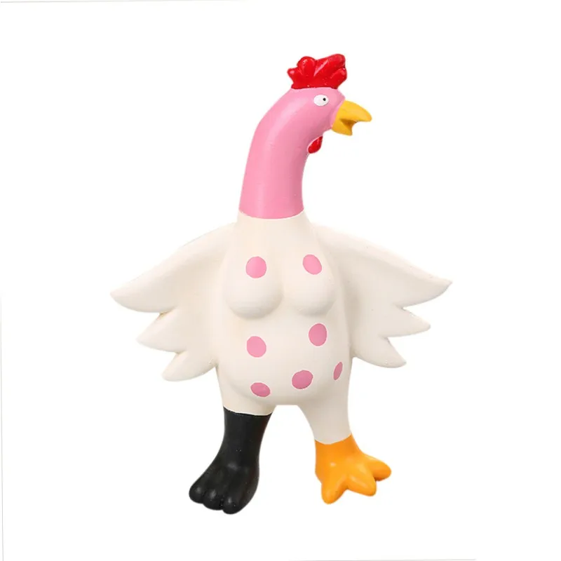 Жевательная игрушка для щенков цветная кричащая резиновая курица собак