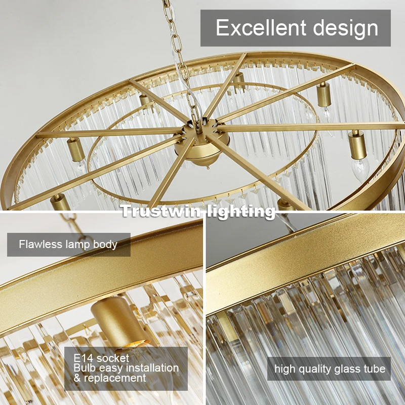 American Retro RH gold modern glass crystal Led Chandelier light fixture metal pendant chandelier hanging lamp | Лампы и освещение