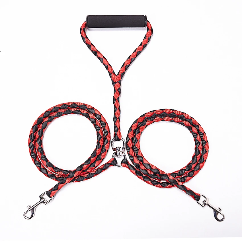 Correa doble de plomo para perro, sin enredos, para dos perros, alta calidad, 4 colores, env&iacute;o gratis-1
