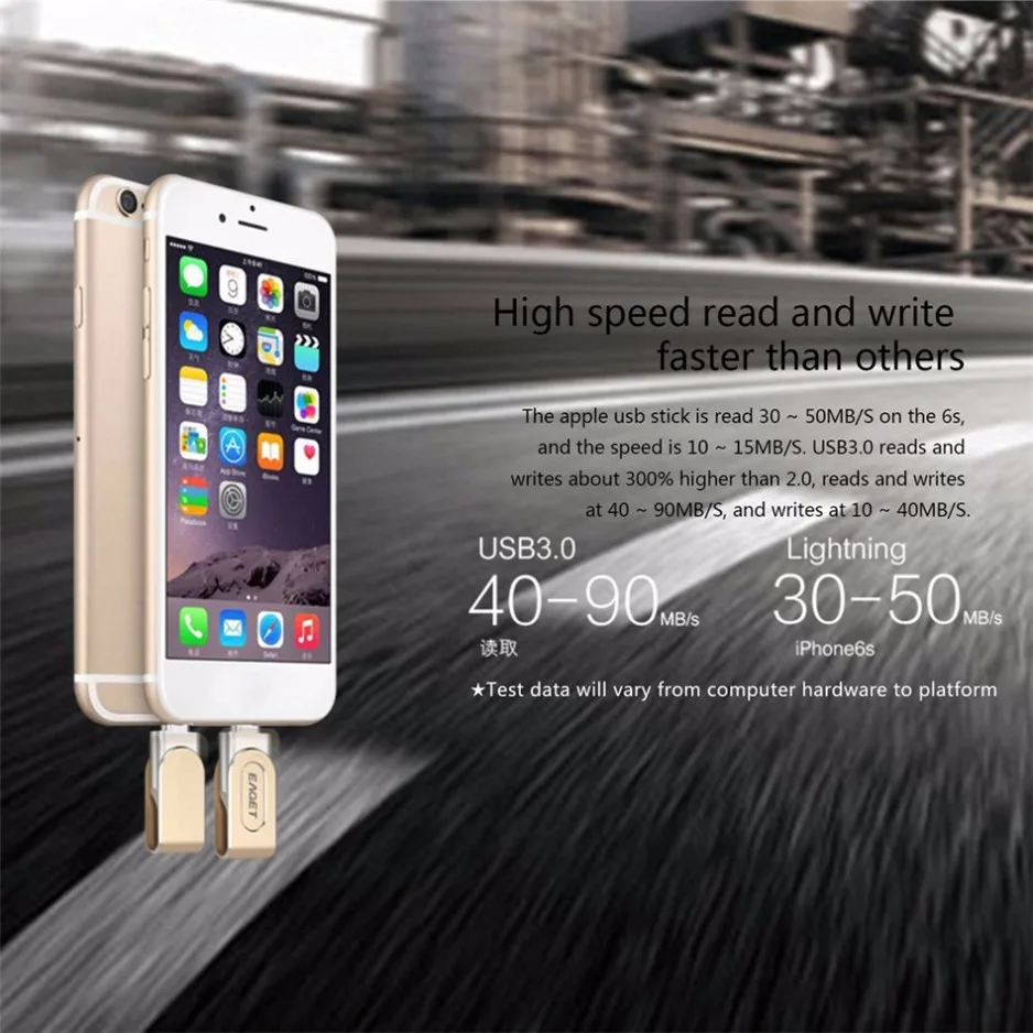 Eaget I80 USB флеш-накопитель 64 ГБ/128 Гб OTG флеш-накопитель USB 3,0 Lightning MFI высокоскоростной USB флеш-накопитель для iPhone iPad PC