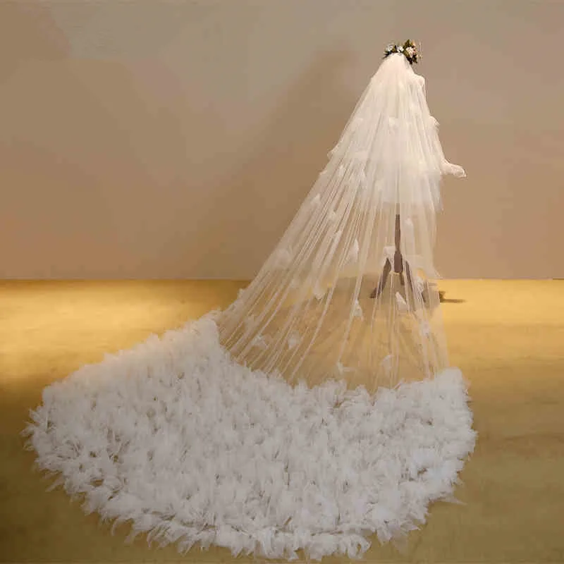 MQ Слоновой Кости Свадебная Фата Один Слой Собор Царский Поезд Свадебные
