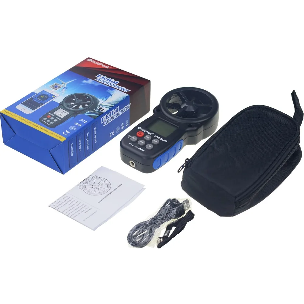 Анемометр HoldPeak HP-866B-WM измеритель скорости ветра цифровой датчик чашка Anemometro 30 м/с ЖК-дисплей ручной инструмент для измерения влажности воздуха
