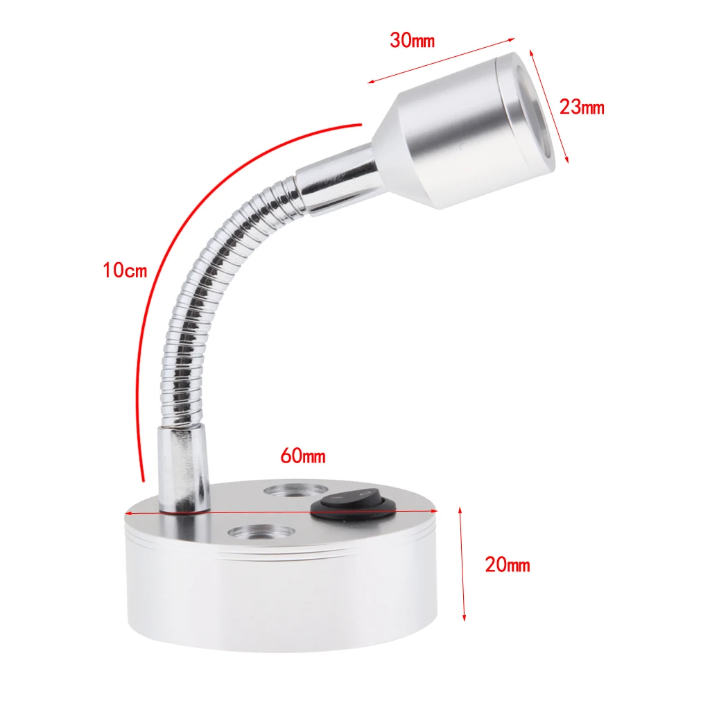 1 Вт 12В гусиная шея Светодиодная лампа для чтения дома RV Camper Морская Лодка дом на