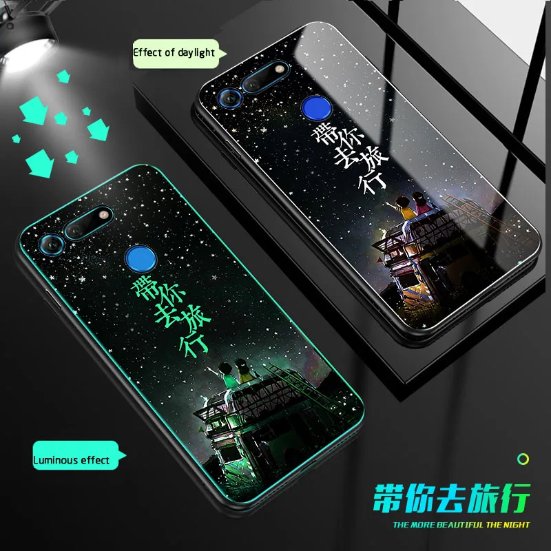 Светящийся стеклянный чехол для huawei P30 P20 mate 20 pro задняя крышка для Honor 20 pro V20 10 play 7X9 Lite 8X 9X pro Футляр для телефона - Цвет: 08