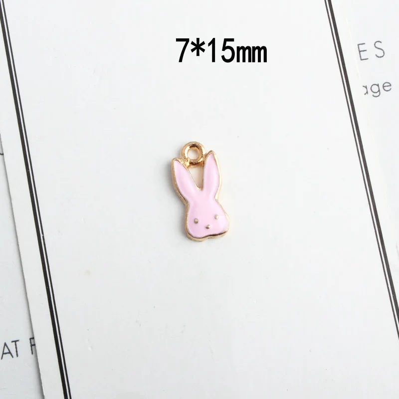 pink 10 шт./партия, Очаровательные Подвески DIY, подвеска в виде Головы Кролика, ювелирные изделия, эмаль золотого тона, подвески, серьги, аксессуары для девочек YZ338 - Окраска металла: pink