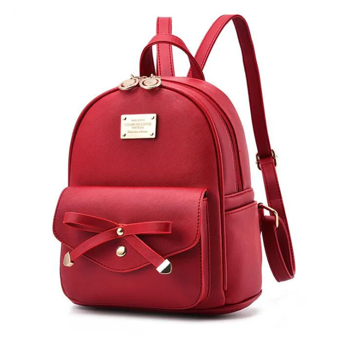 FGJLLOGJGSO, модная женская сумка, школьный женский рюкзак из искусственной кожи, маленькая Студенческая сумка на плечо, повседневные женские рюкзаки, мягкая сумка - Цвет: Wine red