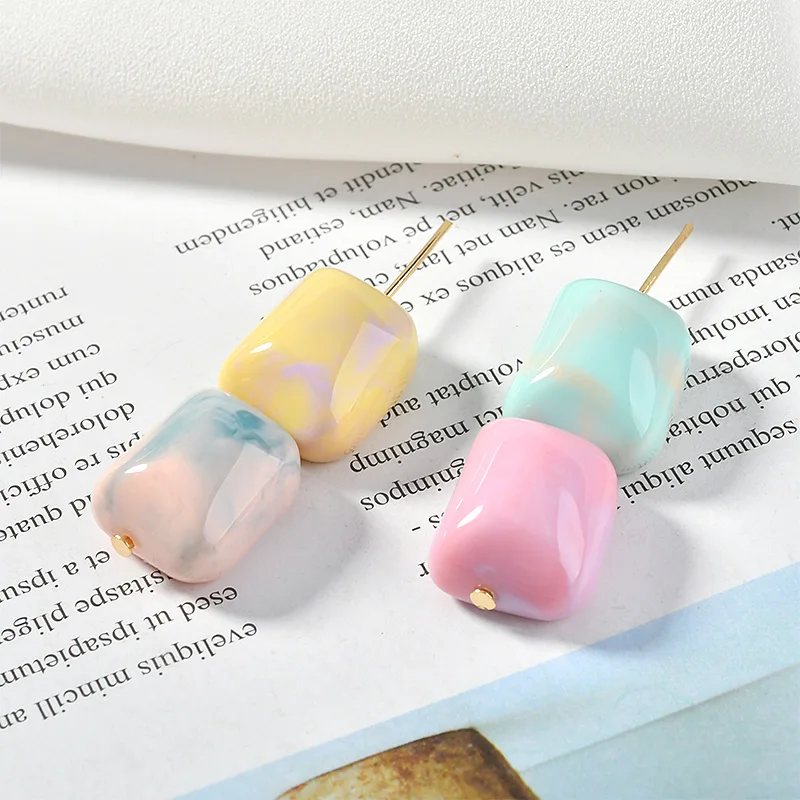 

Newly arrived 40pcs/lot color geometric shape resin beads charms diy jewelry earrings for women accessory