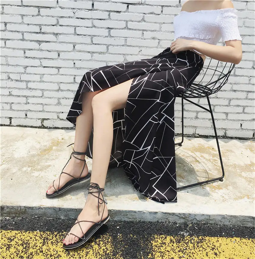 FANIECES Boho юбка летняя винтажная черная шифоновая пляжная одежда с цветочным принтом Высокая талия длинные тонкие юбки Повседневные женские сарафаны