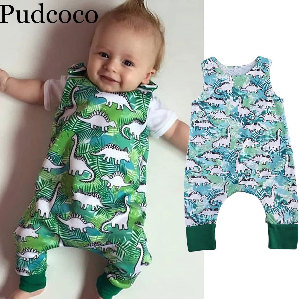 Pudcoco новинка 2019 комбинезон с динозавром для новорожденных мальчиков и девочек