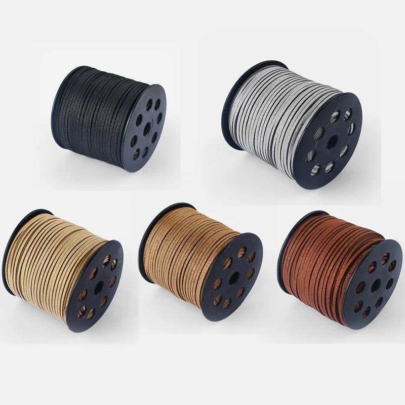 90 м/рулон многоцветный замшевый Кожаный Шнур Ювелирные изделия Аксессуары для