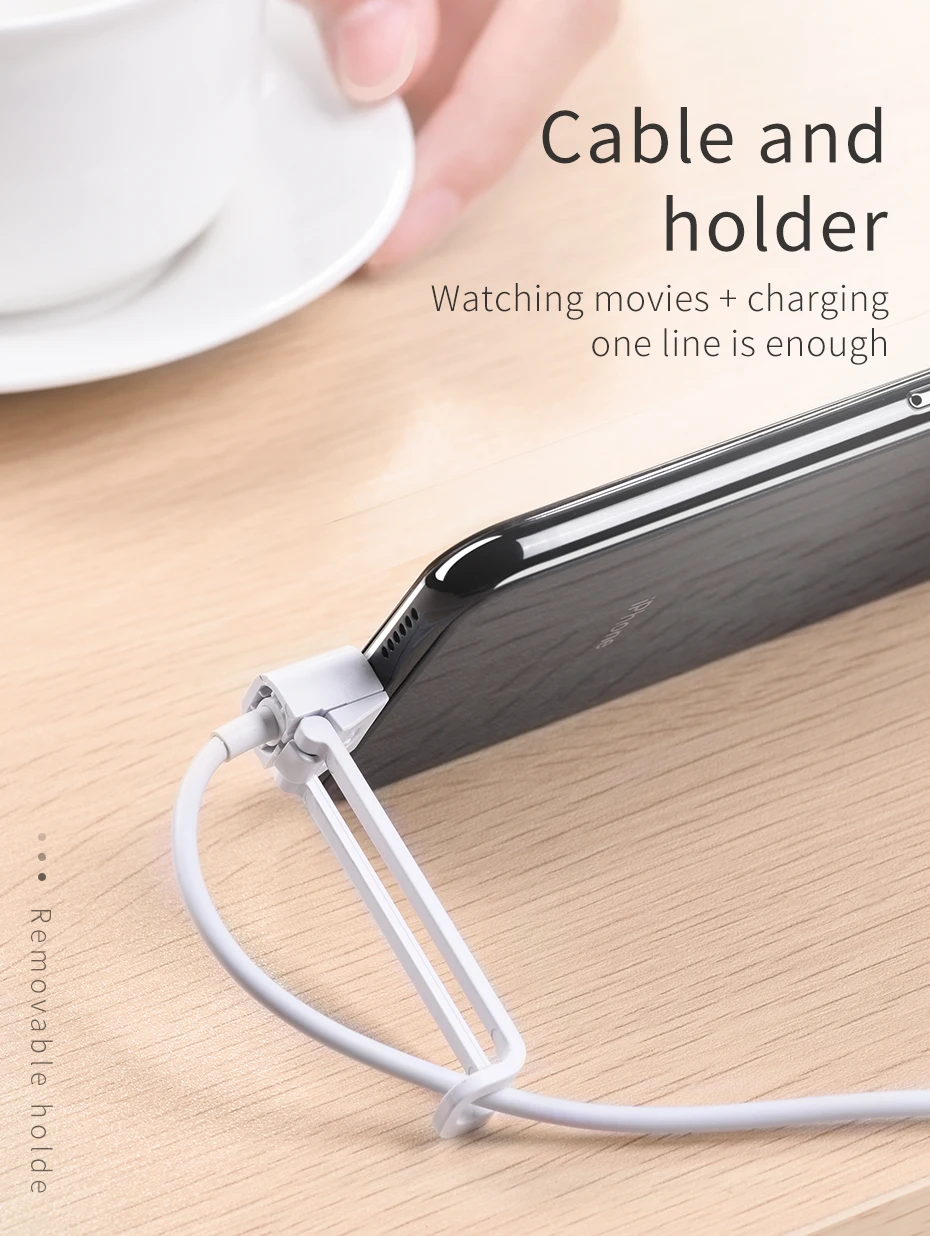 HOCO для Apple iPhone iPad usb зарядный кабель со складным держателем для мобильного телефона 2.1A Быстрая зарядка кабели передачи данных провод