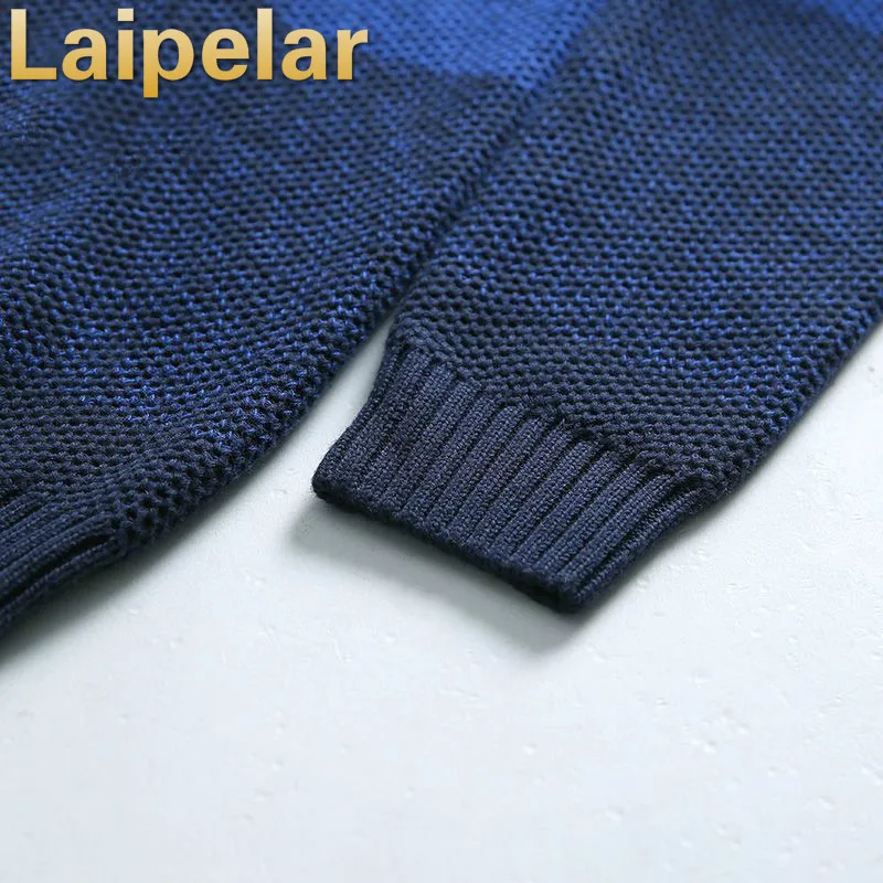 

Sweater Men Long Sleeve O-neck Casual Knitted Sweaters Autumn Winter Gradient Patchwork Loose Thick Sweater Pullover Laipelar