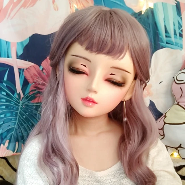Mian05) женский сладкий девушка смолы половина головы кигуруми BJD глаза кроссдресс косплей японского аниме ролевая маска Лолиты с глазами и парик