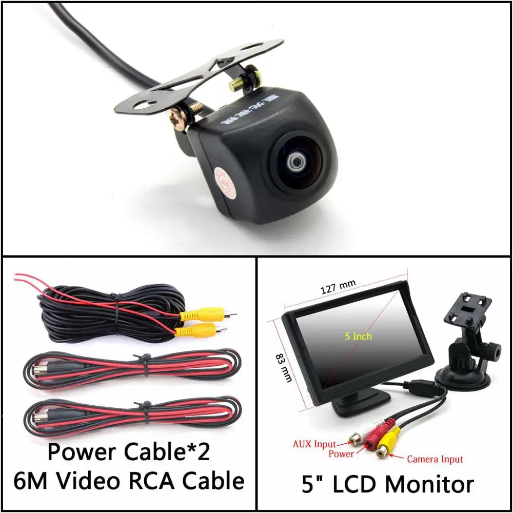 Cam Add 5 inch LCD Owtosin 175 градусов Рыбий глаз объектив HD резервный обратный ночное видение камера заднего вида для парковки монитор - Название цвета: Cam Add 5 inch LCD