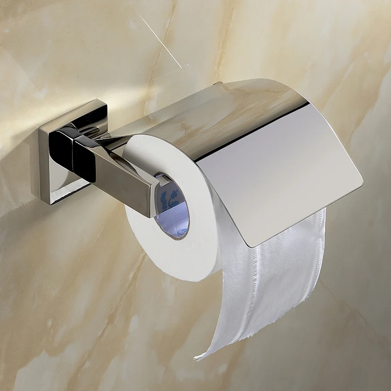

Modern Chrome Polished Sus304 Stainless Steel Toilet Paper Holder with cover Wall Mounted Bathroom Hardware sets wd51
