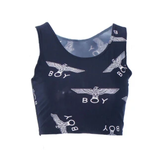 Free Shipping X-205 New Fashion Cropped 2015 Women Summer Bustier Crop Top London Eagle Punk Sport Tops Sexy Fitness | Женская одежда