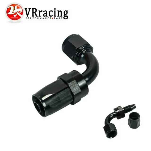 VR BLACK 8 AN 90 градусов Алюминиевый Поворотный концевой фитинг шланга адаптер