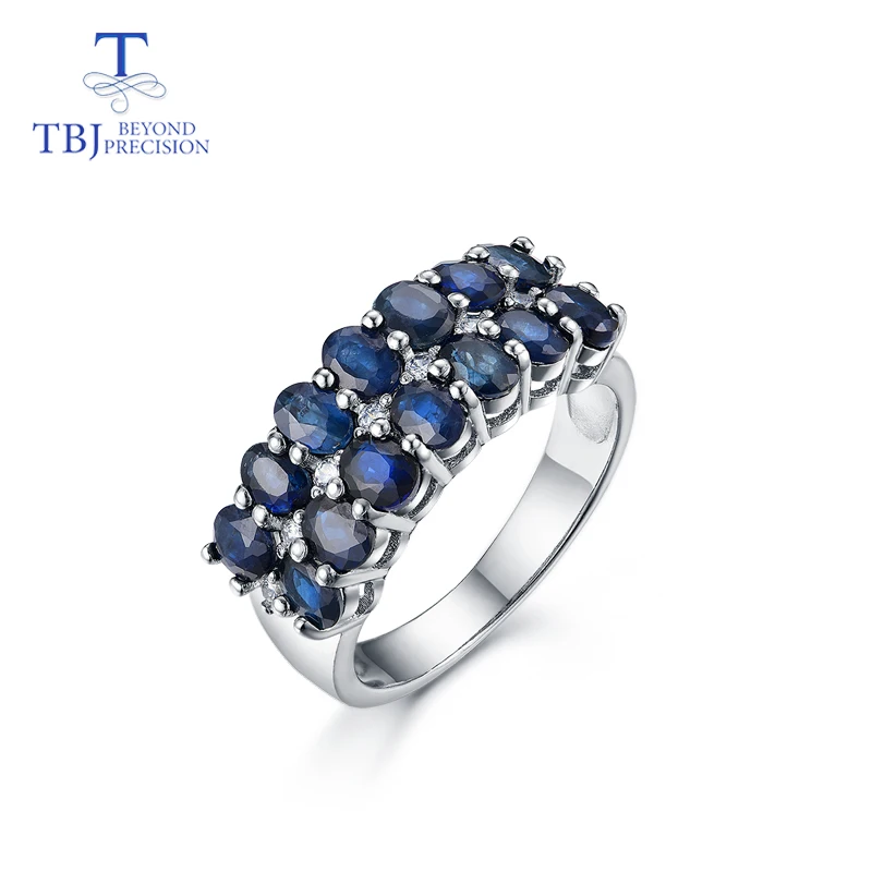 TBJ,natural gems sapphire jewelry set Rings and earrings 925 silver fine jewelry suitable for women wedding or anniversary wear