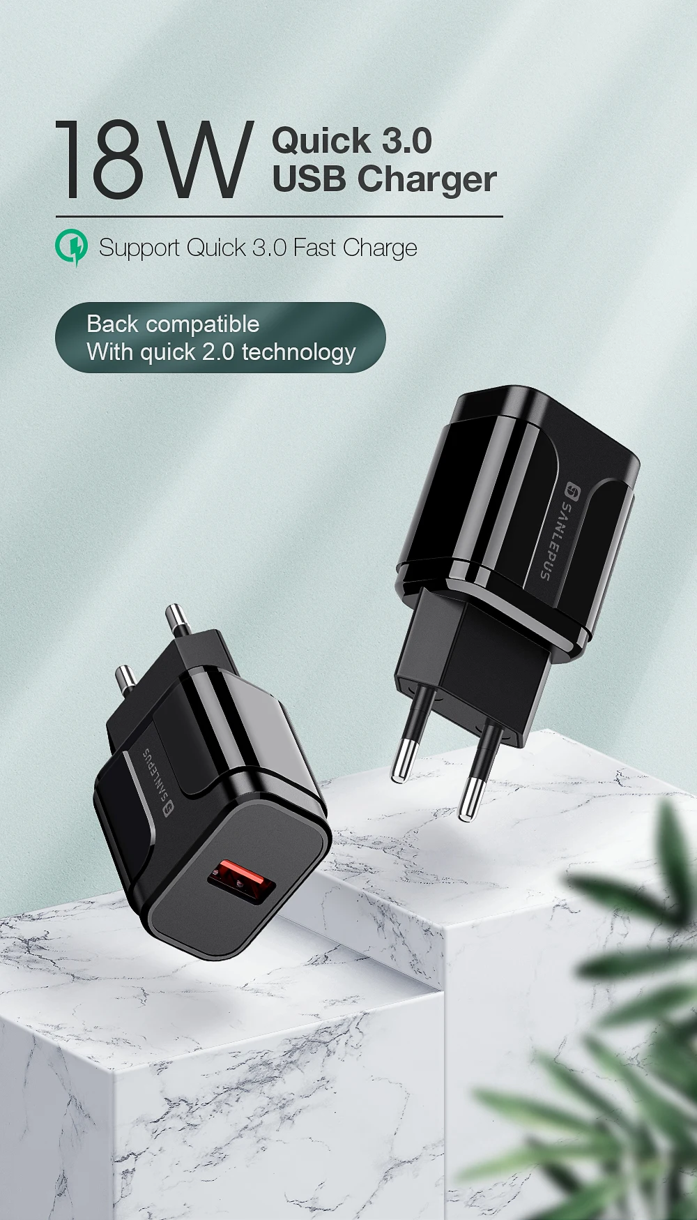 SANLEPUS 18 Вт USB зарядное устройство Quick Charge 3,0 быстрое настенное зарядное устройство для мобильного телефона QC3.0 для iPhone x 8 7 iPad samsung s9 s8 Xiaomi huawei