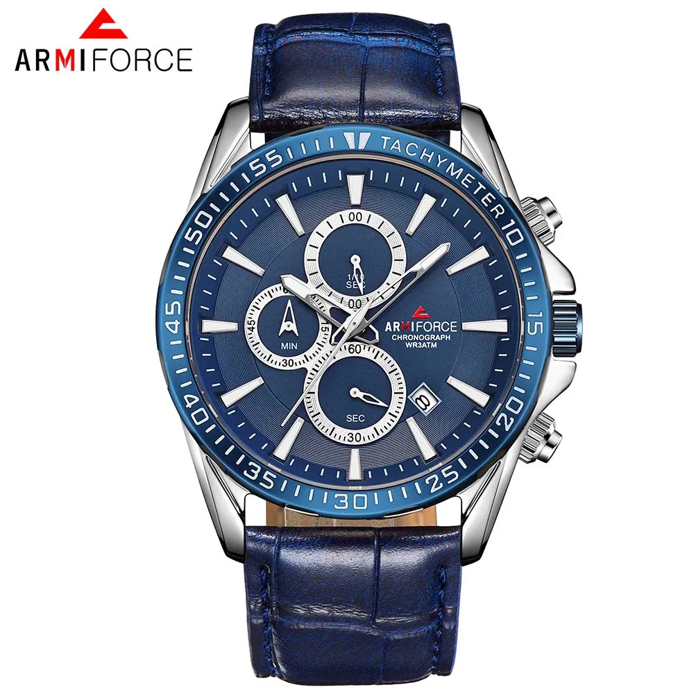 Часы наручные ARMIFORCE Мужские кварцевые брендовые Роскошные модные с кожаным