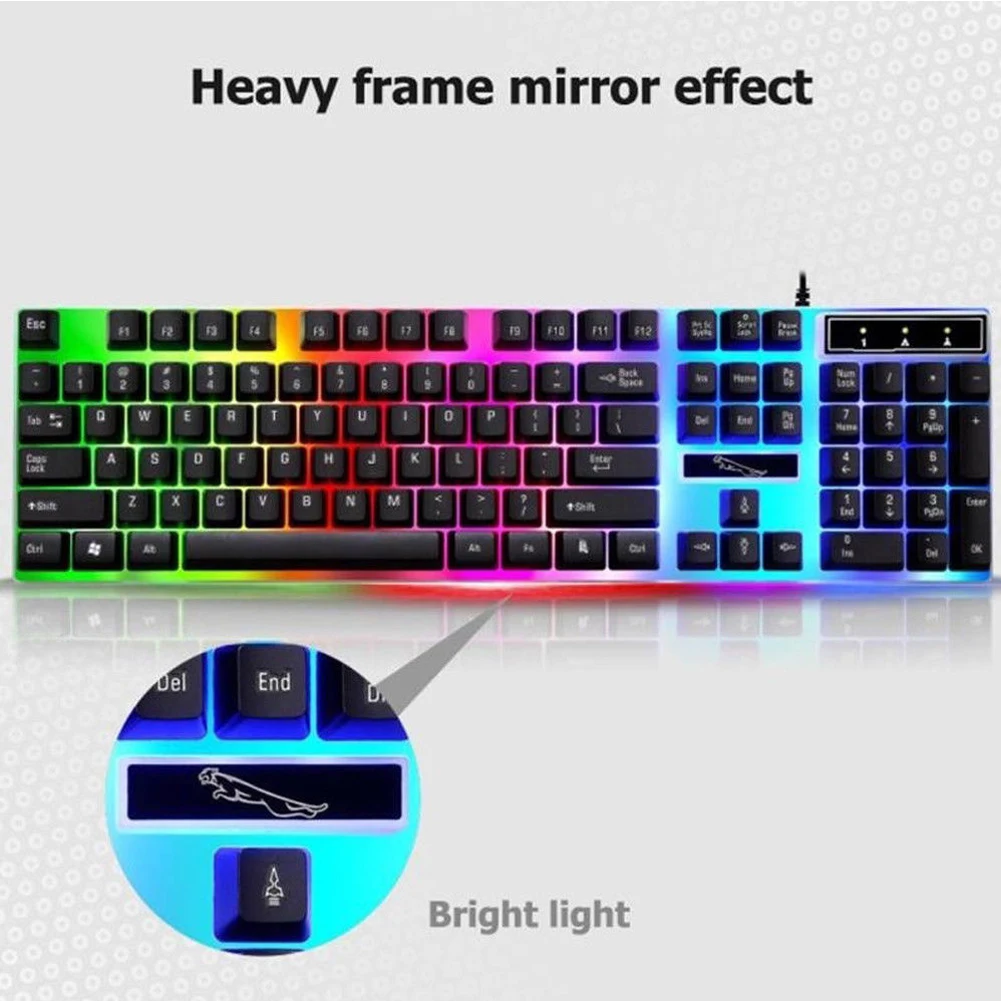 Офисные USB Powered клавиатура и мышь комплект игровой Радужная подсветка ABS стильный