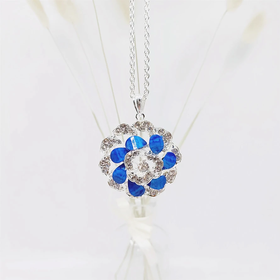 TR design белый золотой женский ювелирный кулон в форме цветка со стеклянным HZ