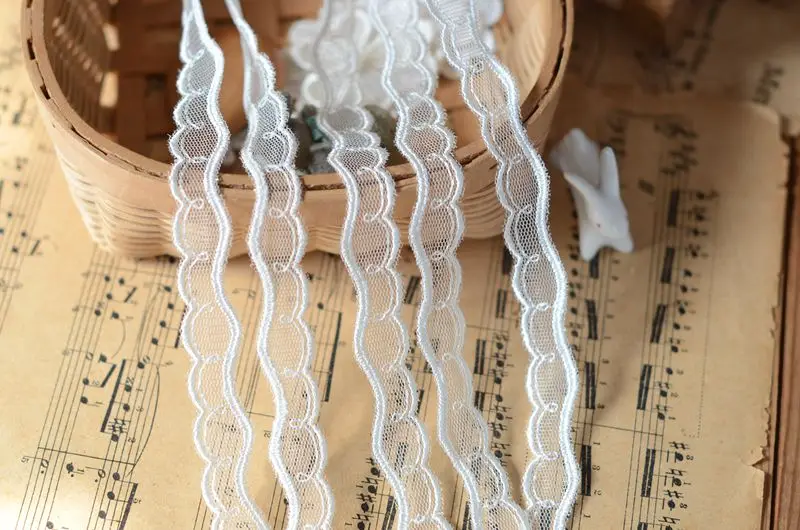 Простая белая гофрированная газовая вышивка Ширина шнурка 1 5 см метр|Кружево| |
