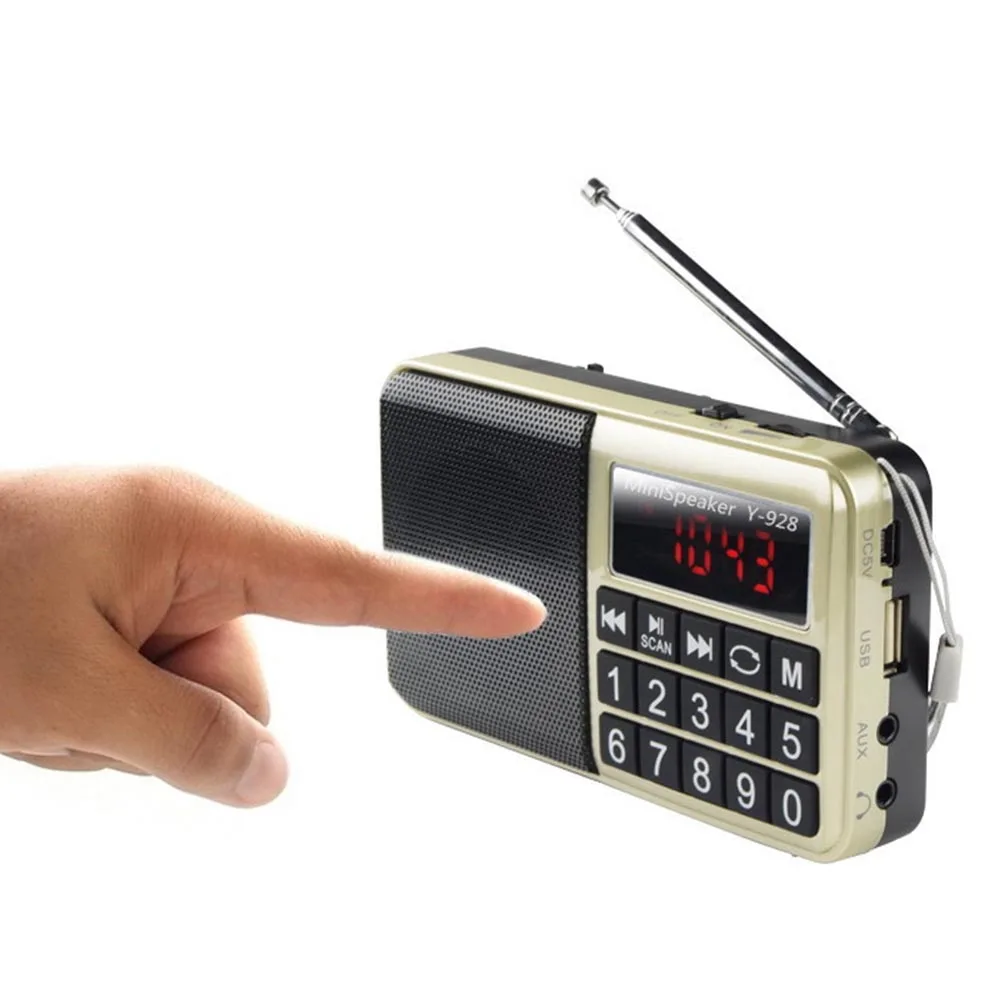 Музыкальный цифровой карманный AM FM Кнопка портативный большой дисплей USB с радио