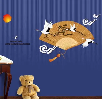 Традиционный китайский стиль белый кран Настенная Наклейка в Корейском стиле