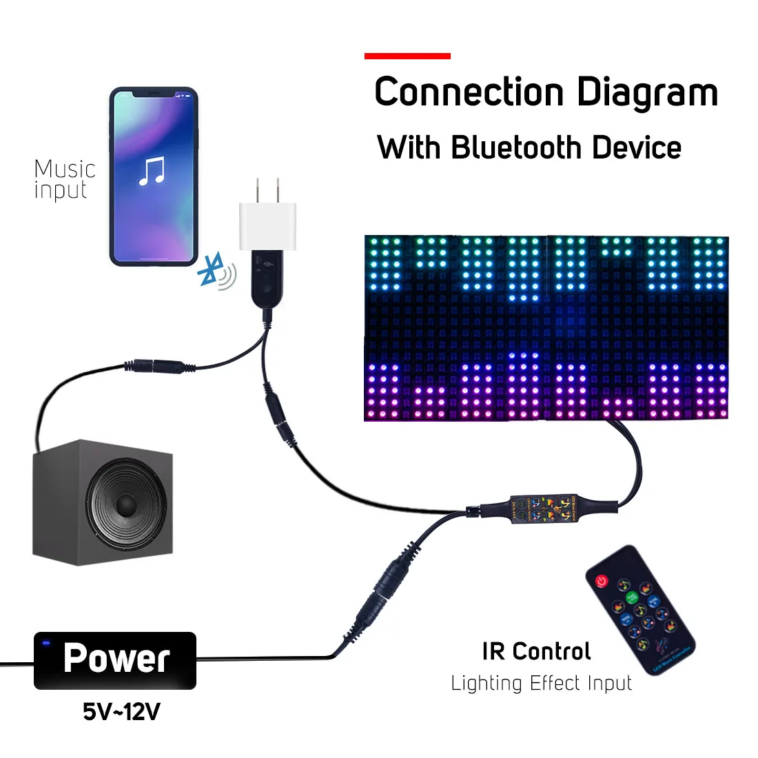 Wholesale Bluetooth Music Controller DC5-24V Infrared 13 Keys Remote WS2812B WS2811 Led Strip Matrix Panel 512 Pixels | Лампы и