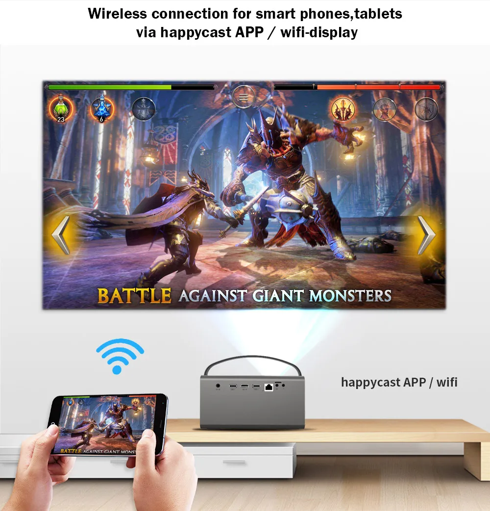 CRENOVA Newest DLP Laser Projector With 5G WIFI Home Theater Movie Video LED Projector Support 4K Video 600 Ansi Lumens